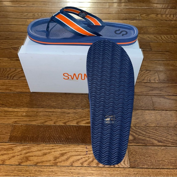 Swims Capri Flip Flop Sandals Navy & Orange Accents Men’s Size 14 Thongs - Picture 7 of 10